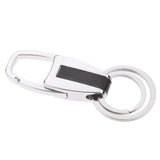Maxbell Alloy Metal Car Double Loop Waist Hanging Keeper Key Ring Steel Color