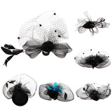Maxbell Women Mini Top Hat Feather Fancy Dress Burlesque Halloween Costume Black