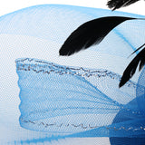 Maxbell Women Mini Top Hat Feather Mesh Fancy Dress Burlesque Halloween Costume Blue