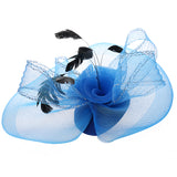 Maxbell Women Mini Top Hat Feather Mesh Fancy Dress Burlesque Halloween Costume Blue
