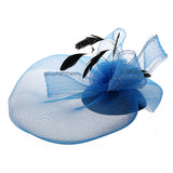 Maxbell Women Mini Top Hat Feather Mesh Fancy Dress Burlesque Halloween Costume Blue