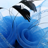 Maxbell Women Mini Top Hat Feather Mesh Fancy Dress Burlesque Halloween Costume Blue
