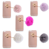 Maxbell Rose Gold Mobile Phone Case Protective Back Cover with Imitation Pink Wool Ball for iPhone 6 / 6S