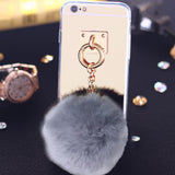 Maxbell Rose Gold Mobile Phone Case Protective Back Cover with Imitation Pink Wool Ball for iPhone 6 / 6S