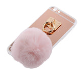 Maxbell Rose Gold Mobile Phone Case Protective Back Cover with Imitation Pink Wool Ball for iPhone 6 / 6S