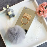 Maxbell Rose Gold Mobile Phone Case Protective Back Cover with Imitation Pink Wool Ball for iPhone 6 / 6S