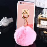 Maxbell Rose Gold Mobile Phone Case Protective Back Cover with Imitation Pink Wool Ball for iPhone 6 / 6S