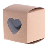 Maxbell 50pcs Vintage Kraft Paper Boxes Sweets Candy Cookies Brown Square Gift Boxes Wedding Party Supplies Love Heart Window