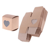 Maxbell 50pcs Vintage Kraft Paper Boxes Sweets Candy Cookies Brown Square Gift Boxes Wedding Party Supplies Love Heart Window