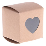 Maxbell 50pcs Vintage Kraft Paper Boxes Sweets Candy Cookies Brown Square Gift Boxes Wedding Party Supplies Love Heart Window