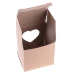 Maxbell 50pcs Vintage Kraft Paper Boxes Sweets Candy Cookies Brown Square Gift Boxes Wedding Party Supplies Love Heart Window