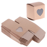 Maxbell 50pcs Vintage Kraft Paper Boxes Sweets Candy Cookies Brown Square Gift Boxes Wedding Party Supplies Love Heart Window