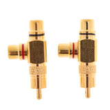 Maxbell 2pieces RCA Plug 1 Male to 2 RCA Socket Female Connector Adaptor Gold Plated