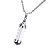 Maxbell Silver Stainless Steel Cylinder Glass Ash Urn Pendant Memorial Cremation Chain  Necklace Jewelry