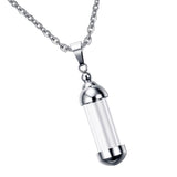 Maxbell Silver Stainless Steel Cylinder Glass Ash Urn Pendant Memorial Cremation Chain  Necklace Jewelry