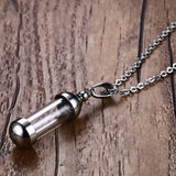 Maxbell Silver Stainless Steel Cylinder Glass Ash Urn Pendant Memorial Cremation Chain  Necklace Jewelry