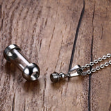 Maxbell Silver Stainless Steel Cylinder Glass Ash Urn Pendant Memorial Cremation Chain  Necklace Jewelry