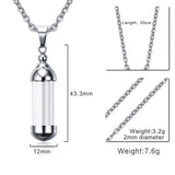 Maxbell Silver Stainless Steel Cylinder Glass Ash Urn Pendant Memorial Cremation Chain  Necklace Jewelry