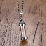 Maxbell Silver Stainless Steel Cylinder Glass Ash Urn Pendant Memorial Cremation Chain  Necklace Jewelry