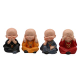 Maxbell 4Pieces Kung fu Monk Figurine Car Interior Ornament Decoration Creative Gift