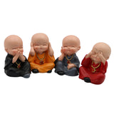 Maxbell 4Pieces Kung fu Monk Figurine Car Interior Ornament Decoration Creative Gift