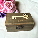 Maxbell I Do Key Pattern Country Style Romantic Jewelry Ring Bearer Box Wedding Favors Wooden Ring Pillow Box Holder Gift Box Craft