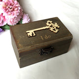 Maxbell I Do Key Pattern Country Style Romantic Jewelry Ring Bearer Box Wedding Favors Wooden Ring Pillow Box Holder Gift Box Craft