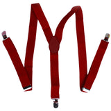 Maxbell Clip-on Braces Elastic Y-back Suspender 37x1 inch - Red