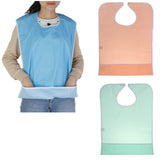 Maxbell Adjustable Large PVC Bib Cloth Protect Apron with Bottom Pockets for Eldery Patient Disability