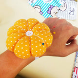 Maxbell Fabric Coated Pumpkin Shaped Wrist Wearable Pin Cushion for DIY Needlework