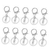 Maxbell 10 Pieces Lobster Snap Trigger Swivel Clips Hook Clasps Keychain Key Ring Plated Silver With the chain