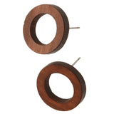 Maxbell Women Jewelry Earings Brown Vintage Round Hollow Wood Stud Earrings