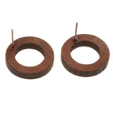 Maxbell Women Jewelry Earings Brown Vintage Round Hollow Wood Stud Earrings