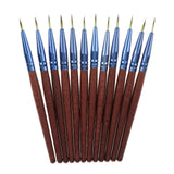 Maxbell Set OF 12PCS Professional Multipurpose Liquid Eyeliner Brushes Beauty Supplies Cosmetic Tool Blue Brown 4.7 inch