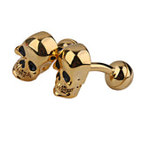 Maxbell 1Pair  Hip Hop Copper Skull Cufflinks Cuff Links Jewelry Birthday Favor Gift Golden Tone Halloween Jewelry