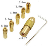Maxbell Set of 7Pcs 0.5-3mm 3.17mm Electric Drill Bit Collet Mini Twist Drill Chuck Set