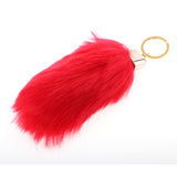 Maxbell Manmade Rabbit Hair Tassel Handbag Car Keychain Keyring Charm - Red