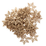 Maxbell Pack of 50 Natural Snowflake Wooden Embellishments for Christmas Tree Decoration