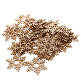 Maxbell Pack of 50 Natural Snowflake Wooden Embellishments for Christmas Tree Decoration