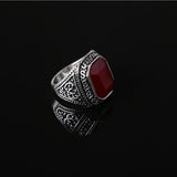 Maxbell Fashion Man Punk Rings Vintage Red Gem Finger Ring With Red Rhinestone 18mm