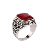 Maxbell Fashion Man Punk Rings Vintage Red Gem Finger Ring With Red Rhinestone 18mm