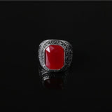 Maxbell Fashion Man Punk Rings Vintage Red Gem Finger Ring With Red Rhinestone 18mm