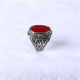 Maxbell Fashion Man Punk Rings Vintage Red Gem Finger Ring With Red Rhinestone 18mm