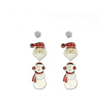 Maxbell 3 Pairs of Earrings Christmas Gift Santa Snowman Stud Earrings Earrings Set