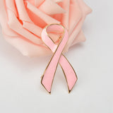 Maxbell Pink Enamel Breast Cancer Awareness Charity Ribbon Brooch Pin w/ Gold Edge