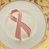 Maxbell Pink Enamel Breast Cancer Awareness Charity Ribbon Brooch Pin w/ Gold Edge