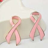 Maxbell Pink Enamel Breast Cancer Awareness Charity Ribbon Brooch Pin w/ Gold Edge
