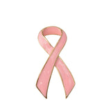 Maxbell Pink Enamel Breast Cancer Awareness Charity Ribbon Brooch Pin w/ Gold Edge