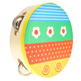 Maxbell NEW Wooden Tambourine Hand Bell Drum Musical Percusion Instrument-Flowers