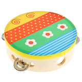 Maxbell NEW Wooden Tambourine Hand Bell Drum Musical Percusion Instrument-Flowers